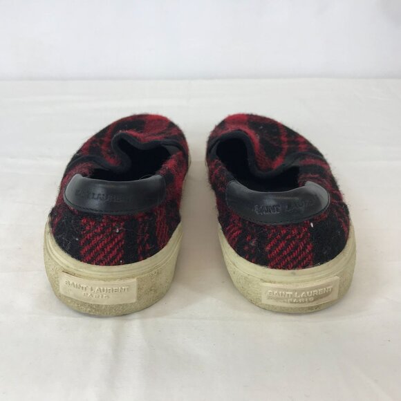 YVES SAINT LAURENT ~ WOMENS 38 ~ TWEED BUFFALO PLAID PARIS SLIP ON SHOE LOAFER - Picture 5 of 8